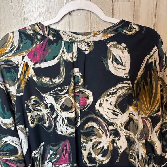 Seven7 Melissa McCarthy Blue Long Sleeve Floral With Front Pockets Tunic 3X - Picture 11 of 16